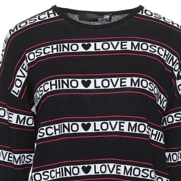 NWT Love MOSCHINO STRIP LOGO DETAILS WOMAN SWEATER SIZE US XL​​​ - Picture 1 of 11